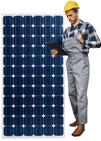 Men with the solar panel plates